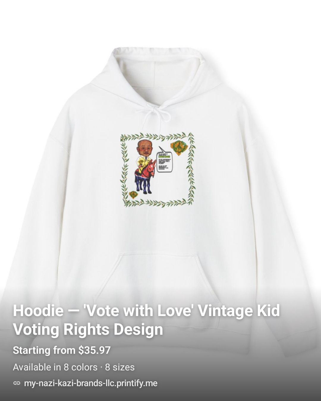 White background Democrate donkey political party hoodie